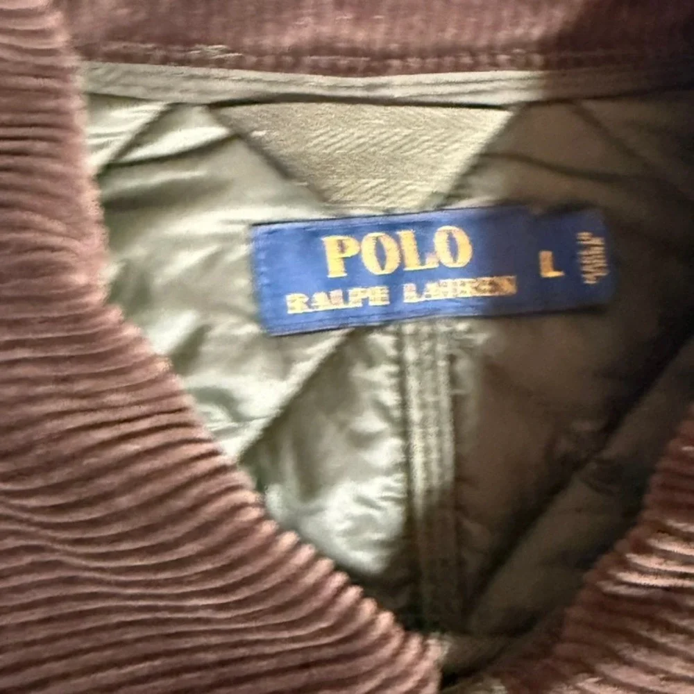 VTG Polo Ralph Lauren Mens Danbury Green Quilted Field Jacket Cord Collar Large